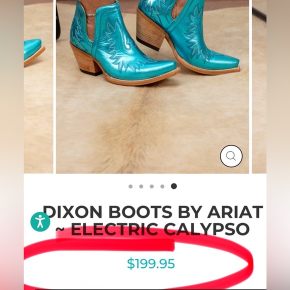 ARIAT WOMEN'S DIXON WESTERN BOOTIES/BOOT| Electric Calypso (Blue/Turquoise)| NEW - Picture 15 of 16